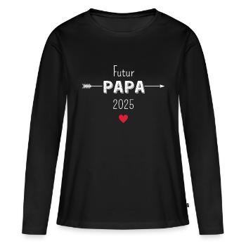 Werdender Papa 2025 - Frauen Premium Bio Langarmshirt - Schwarz - Vorne - Julia (174cm)