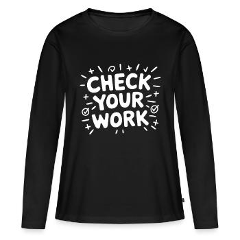 Les mathématiques avec un clin d’œil - T-shirt manches longues Premium bio Femme - noir - Devant - Julia (174cm)