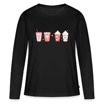 Mug Loving Heart Saint Valentin - T-shirt manches longues Premium bio Femme - noir - Devant - Julia (174cm)