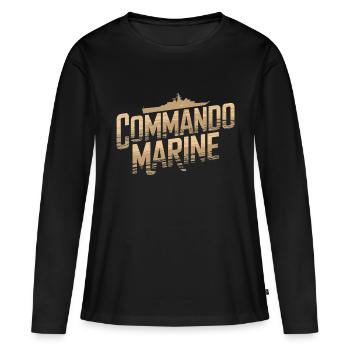 Commando Marine - T-shirt manches longues Premium bio Femme - noir - Devant - Julia (174cm)