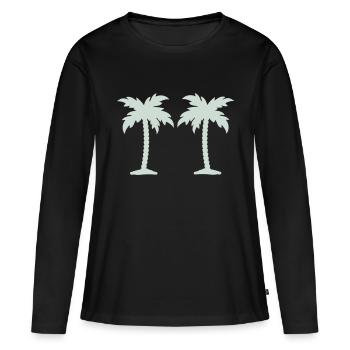 Palmiers - T-shirt manches longues Premium bio Femme - noir - Devant - Julia (174cm)