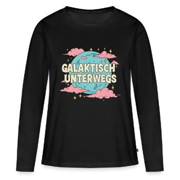 Galaktisch Unterwegs Retro Weltraum - Frauen Premium Bio Langarmshirt - Schwarz - Vorne - Julia (174cm)
