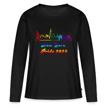 Fierté 2025 NY - T-shirt manches longues Premium bio Femme - noir - Devant - Julia (174cm)