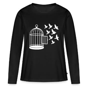 Liberté - T-shirt manches longues Premium bio Femme - noir - Devant - Julia (174cm)