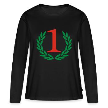 Sieger - Gewinner - Frauen Premium Bio Langarmshirt - Schwarz - Vorne - Julia (174cm)