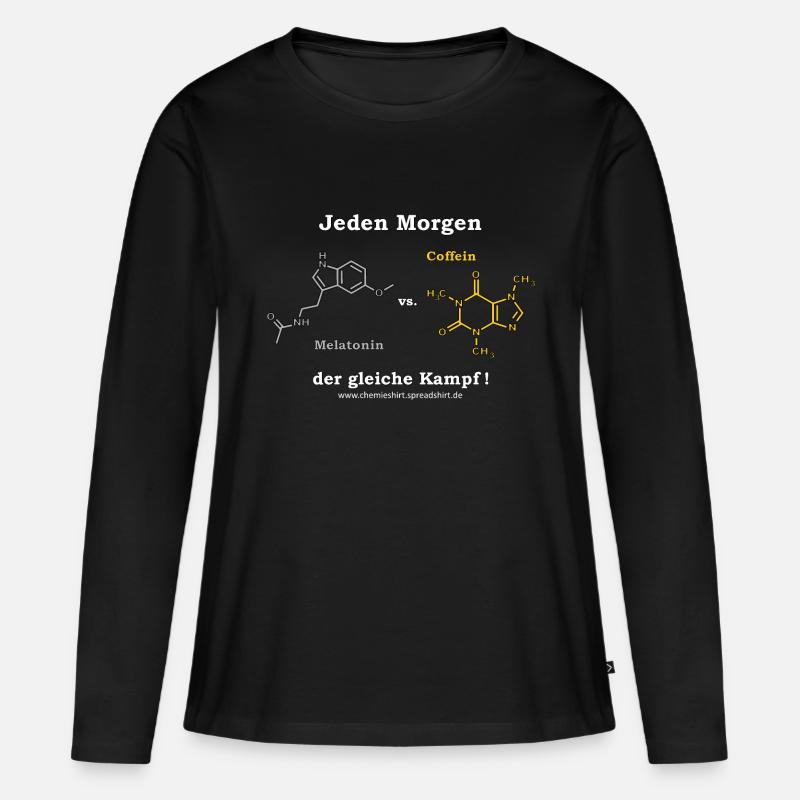 melatonin_vs_coffein_2_mp - Frauen Premium Bio Langarmshirt - Schwarz