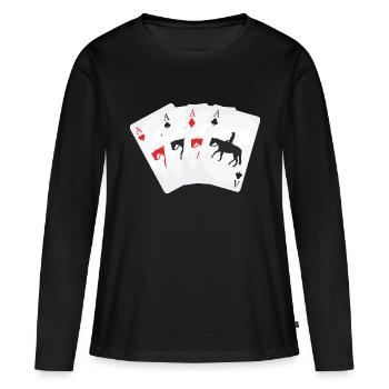 Kartenspiel Westernreiter - Frauen Premium Bio Langarmshirt - Schwarz - Vorne - Julia (174cm)