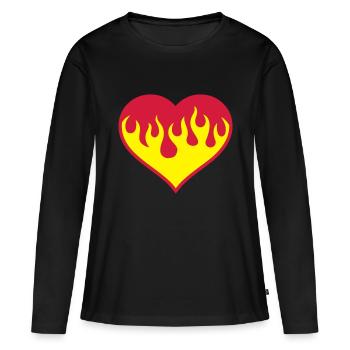 Coeur Flamboyant - T-shirt manches longues Premium bio Femme - noir - Devant - Julia (174cm)