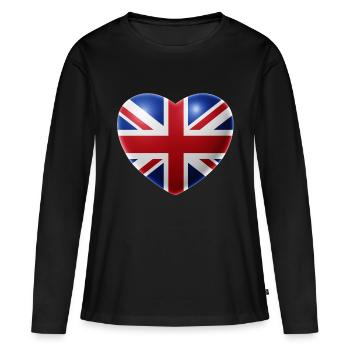 Coeur (Royaume-Uni / Grande-Bretagne) - T-shirt manches longues Premium bio Femme - noir - Devant - Julia (174cm)