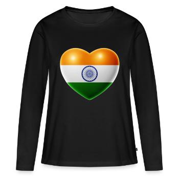 Coeur (Inde / Inde) - T-shirt manches longues Premium bio Femme - noir - Devant - Julia (174cm)