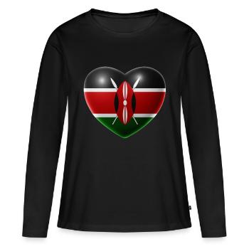 Coeur (Kenya / Kenya) - T-shirt manches longues Premium bio Femme - noir - Devant - Julia (174cm)