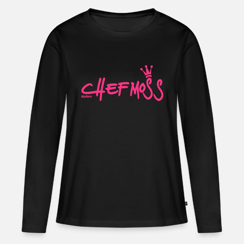Chefmoss - Frauen Premium Bio Langarmshirt - Schwarz