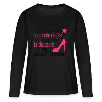 Conte de fée,humour,citations,connasse - T-shirt manches longues Premium bio Femme - noir - Devant - Julia (174cm)
