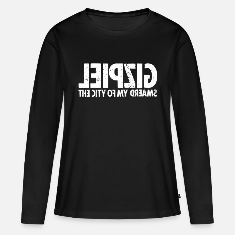 Leipzig (white oldstyle) - Frauen Premium Bio Langarmshirt - Schwarz