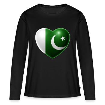 Coeur (Pakistan) - T-shirt manches longues Premium bio Femme - noir - Devant - Julia (174cm)