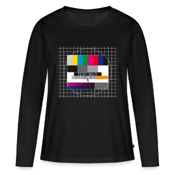Testbild Fernsehen Bildschirm Sendeschluss Display - Frauen Premium Bio Langarmshirt - Schwarz - Vorne - Julia (174cm)