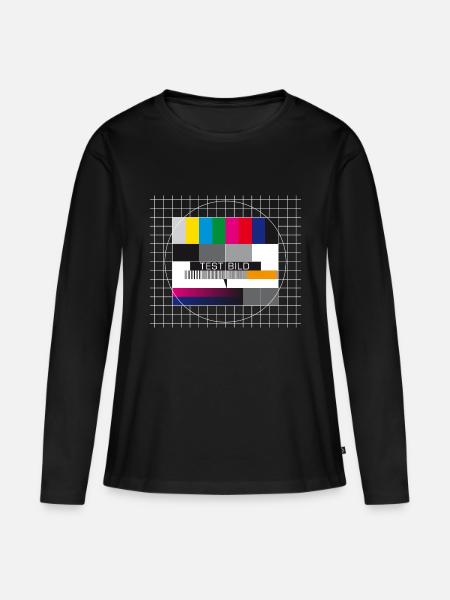 Testbild Fernsehen Bildschirm Sendeschluss Display - Frauen Premium Bio Langarmshirt - Schwarz