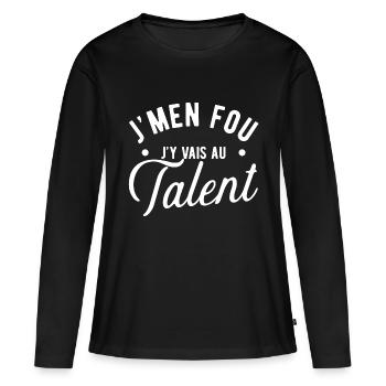 Au talent cadeau - T-shirt manches longues Premium bio Femme - noir - Devant - Julia (174cm)
