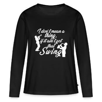 Swing - Frauen Premium Bio Langarmshirt - Schwarz - Vorne - Julia (174cm)
