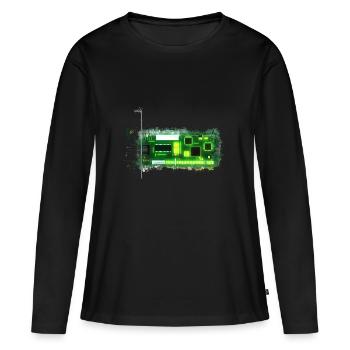 Carte PCB brillante - T-shirt manches longues Premium bio Femme - noir - Devant - Julia (174cm)