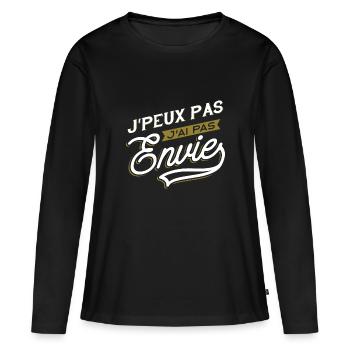J'ai pas envie humour - T-shirt manches longues Premium bio Femme - noir - Devant - Julia (174cm)