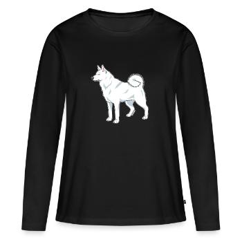 Weißes schwedisches Rotwild - Frauen Premium Bio Langarmshirt - Schwarz - Vorne - Julia (174cm)