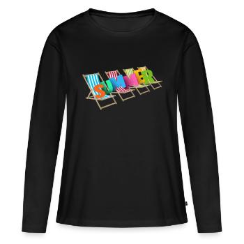 Sommer - Frauen Premium Bio Langarmshirt - Schwarz - Vorne - Julia (174cm)