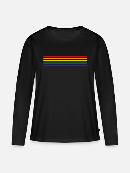 Rainbow Stripes - Women's Premium Organic Long Sleeve Shirt - black