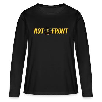 ROTFRONT (DDR) - Frauen Premium Bio Langarmshirt - Schwarz - Vorne - Julia (174cm)