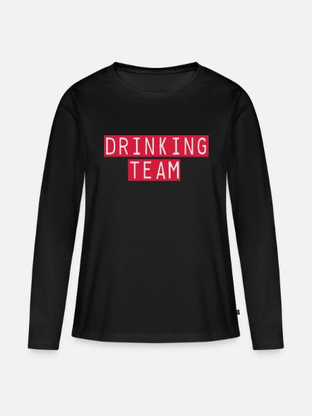 drinking team - Frauen Premium Bio Langarmshirt - Schwarz