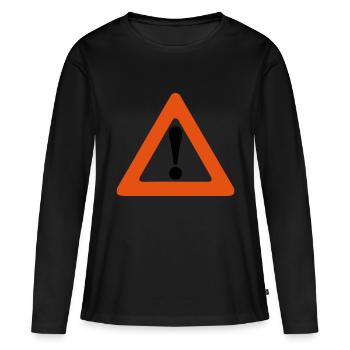 panneau danger icone exclamation triangle - T-shirt manches longues Premium bio Femme - noir - Devant - Julia (174cm)