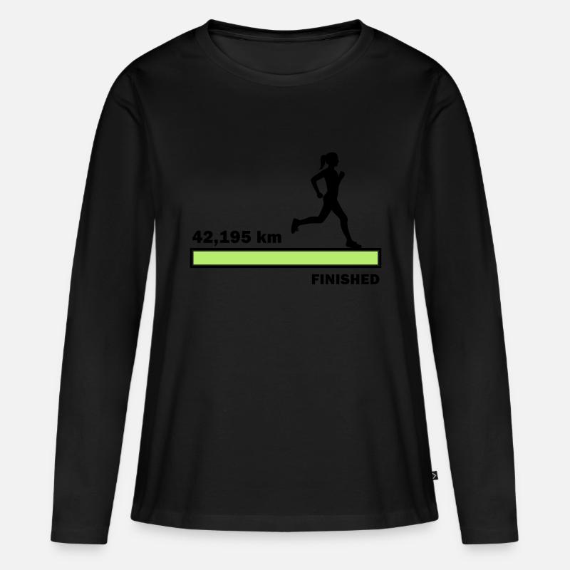 42,195 km finished - Frauen Premium Bio Langarmshirt - Schwarz