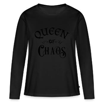 "Queen of Chaos" - personalisierbar! - Frauen Premium Bio Langarmshirt - Schwarz - Vorne - Julia (174cm)