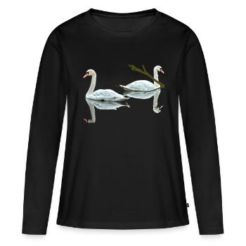 Cygnes - T-shirt manches longues Premium bio Femme - noir - Devant - Julia (174cm)