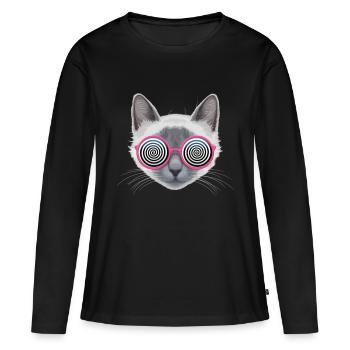Hypnotische Katze - Frauen Premium Bio Langarmshirt - Schwarz - Vorne - Julia (174cm)