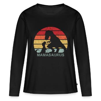 Mamasaurus Mama Dino Mother Gift - Women's Premium Organic Long Sleeve Shirt - black - Front - Julia (174cm)