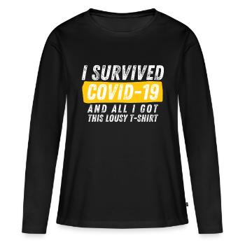 J’ai survécu au Covid-19 - T-shirt manches longues Premium bio Femme - noir - Devant - Julia (174cm)