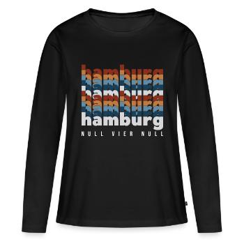 Hamburg 040 Null Vier Null norddeutschland - Frauen Premium Bio Langarmshirt - Schwarz - Vorne - Julia (174cm)