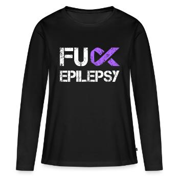 Fuck Epilepsy Epilepsy Ribbon Shirt - T-shirt manches longues Premium bio Femme - noir - Devant - Julia (174cm)