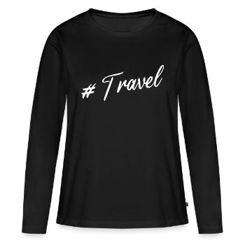 #Travel - T-shirt manches longues Premium bio Femme - noir - Devant - Julia (174cm)