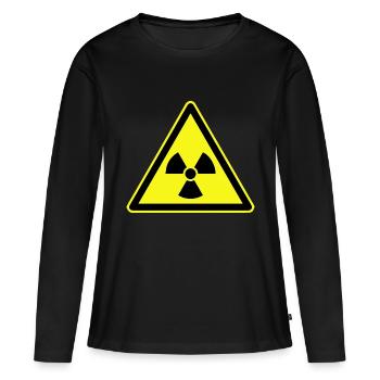 Nukleare Strahlung, Warnung Ionisierende Strahlung - Frauen Premium Bio Langarmshirt - Schwarz - Vorne - Julia (174cm)