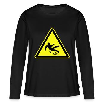 Avertissement lisse, avertissement glissant - T-shirt manches longues Premium bio Femme - noir - Devant - Julia (174cm)