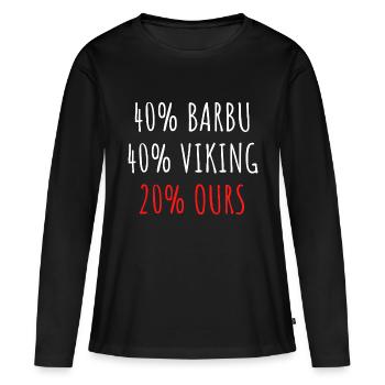 40% Barbu 40% Viking 20% Ours Homme Père Papy pépé - T-shirt manches longues Premium bio Femme - noir - Devant - Julia (174cm)