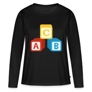 ABC Würfel - Frauen Premium Bio Langarmshirt - Schwarz - Vorne - Julia (174cm)