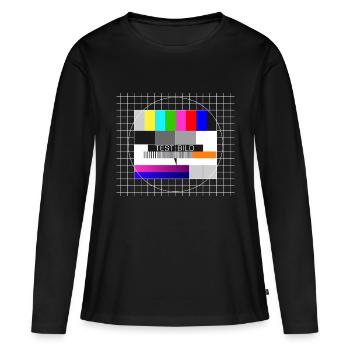 Testbild Fernsehen Bildschirm nostalgisch Display - Frauen Premium Bio Langarmshirt - Schwarz - Vorne - Julia (174cm)