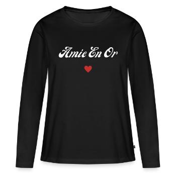 amie en or - T-shirt manches longues Premium bio Femme - noir - Devant - Julia (174cm)
