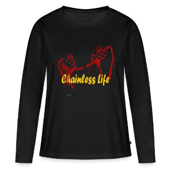 Hände mit Kette Schrift Gelb - Frauen Premium Bio Langarmshirt - Schwarz - Vorne - Julia (174cm)