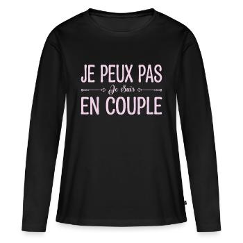 je peux pas je suis en couple. cadeau couple. - T-shirt manches longues Premium bio Femme - noir - Devant - Julia (174cm)