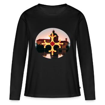 ovale tlse - T-shirt manches longues Premium bio Femme - noir - Devant - Julia (174cm)