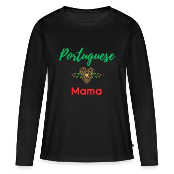 Portuguese Mama - T-shirt manches longues Premium bio Femme - noir - Devant - Julia (174cm)